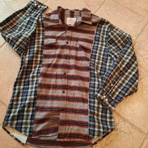 Spliced Flannel Plaid Shirt Upcycled Mens M-L womans L-XL unisex